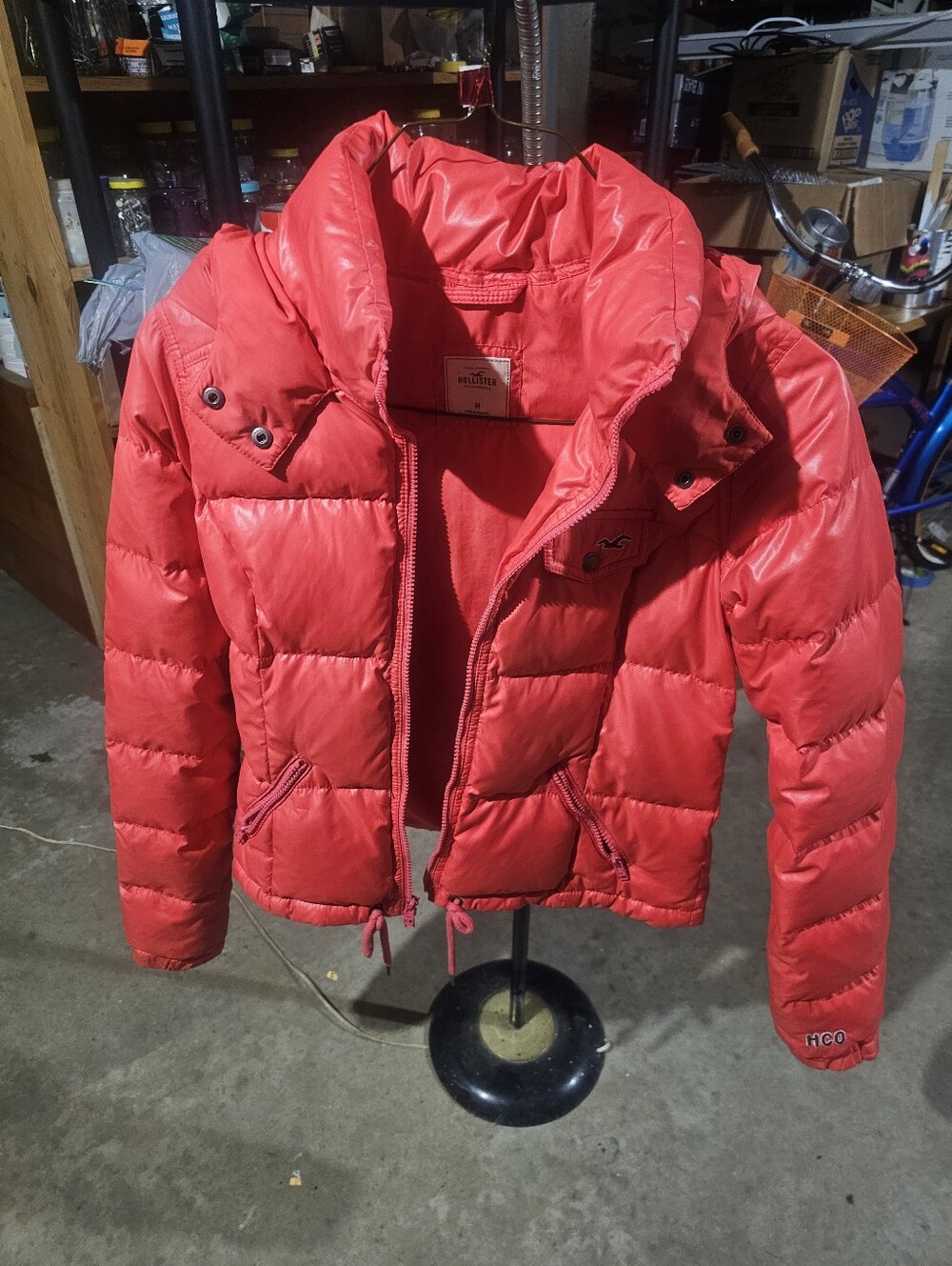 Vintage Hollister Coral Pink Quilted Puffer Jacket Size Medium